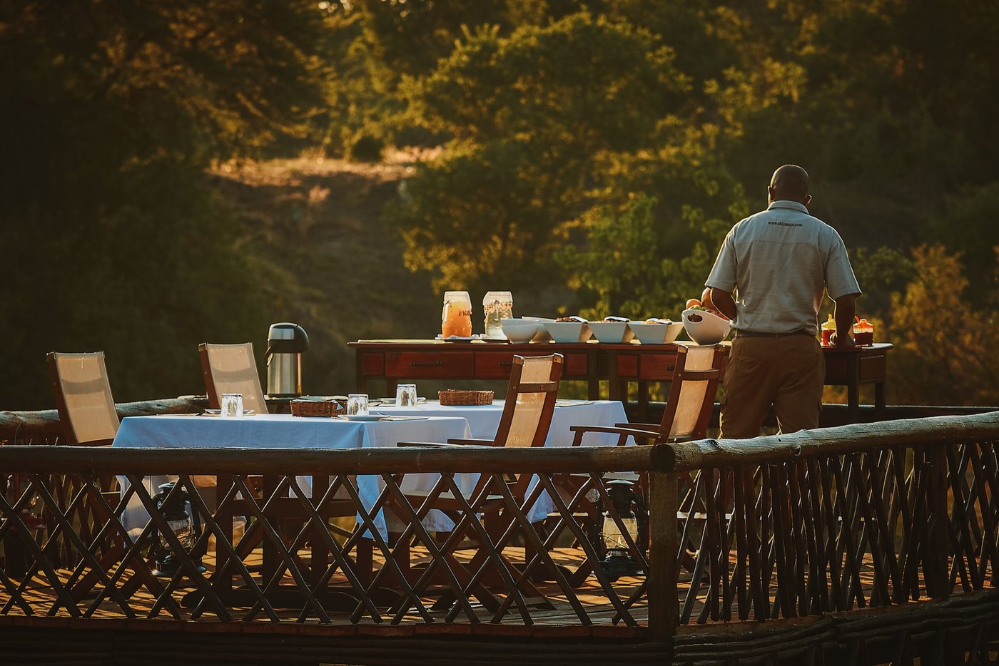 Breakfast served on the deck at Savuti Campsite